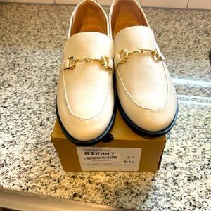 Women’s Cream Loafers with Gold Detailing
